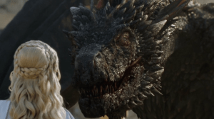 Daenerys face to face with Drogon.