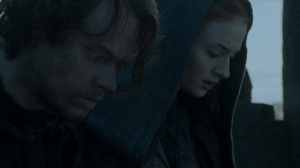 Theon and Sansa prepare to jump.