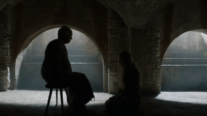 Very reminiscent of Ellaria kneeling before Doran, which I kind of hate.