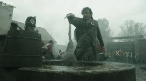 Jonathan Strange pulling water from the well. I DO love the look of the magic in this show.